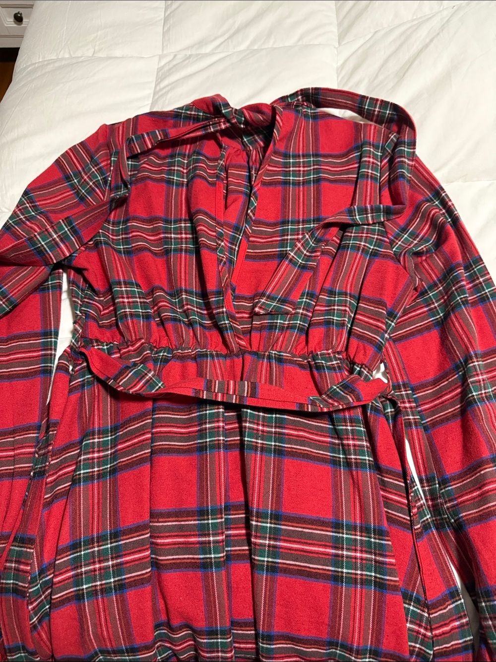 Cupshe Red Tartan Long Sleeve Tiered Midi Dress - Picture 3 of 5